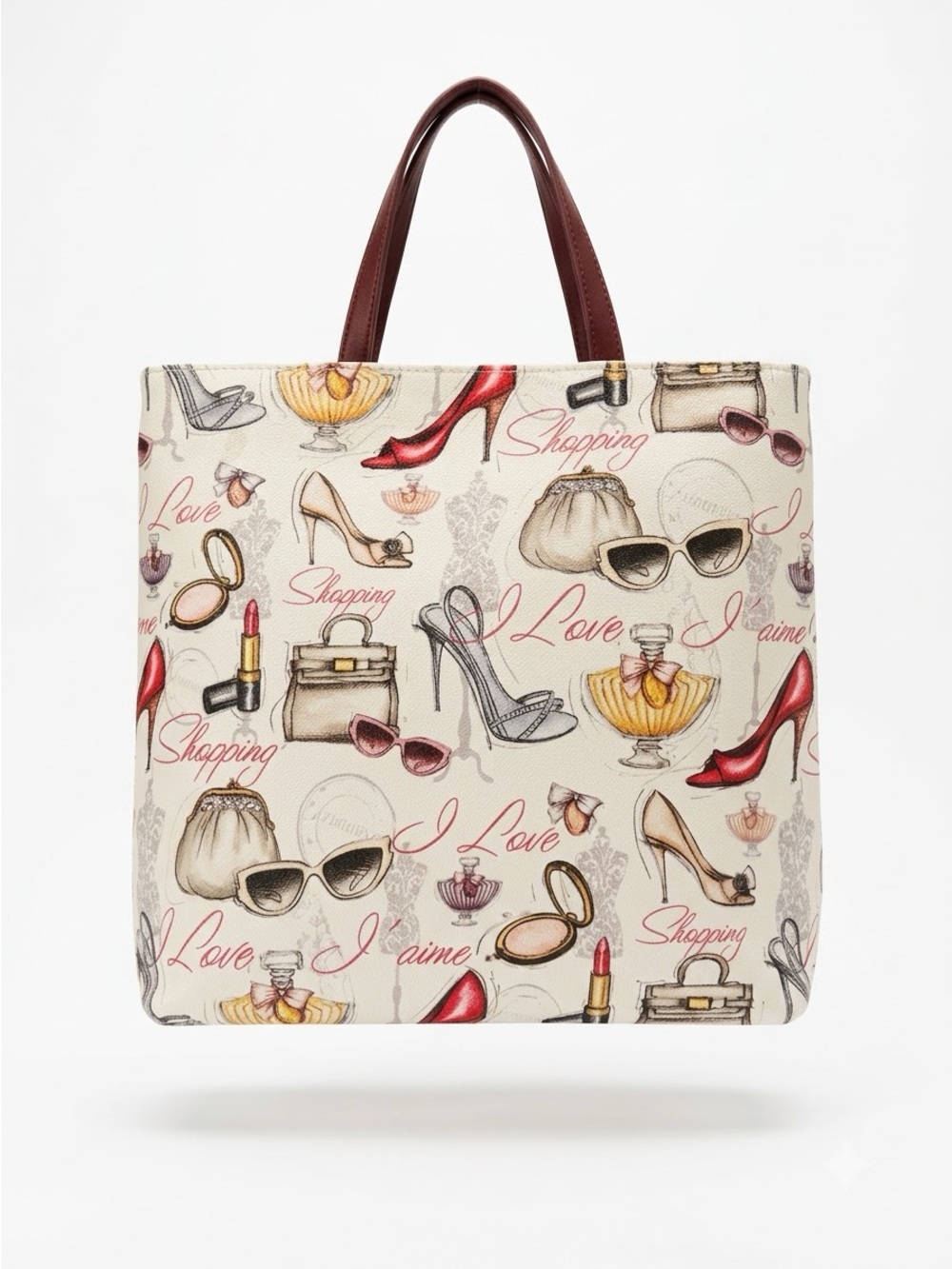 Preowned Fashion Escale Women's Cream Printed Crossbody Bag with Red Trim - Picture 3 of 11